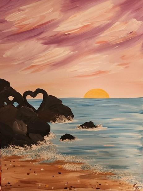 Painting beach sunrise 